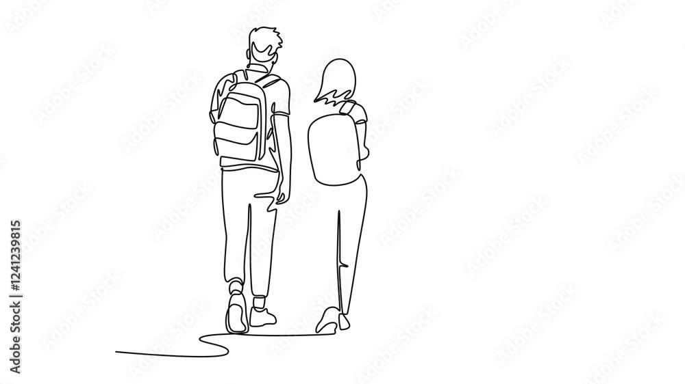 One continuous line drawing of campus activity concept. Full length animation illustration. High quality 4k footage. One continuous line drawing of campus activity concept. Full length animation illustration. High quality 4k footage.