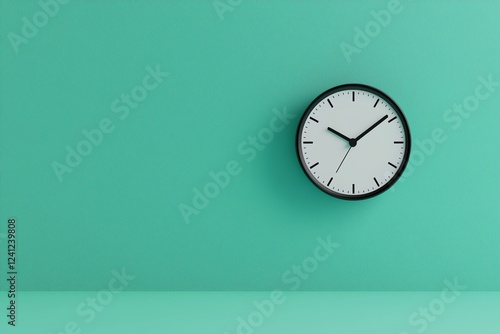 Wallpaper Mural Minimalist clock on a vibrant green wall. Torontodigital.ca