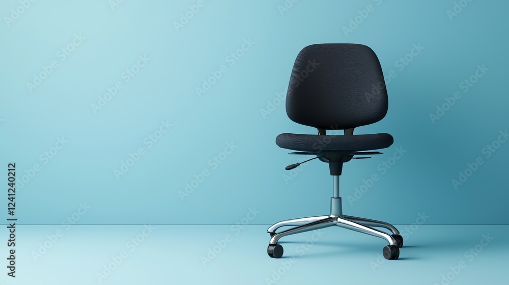 Fototapeta premium Minimalist office chair against a blue backdrop.