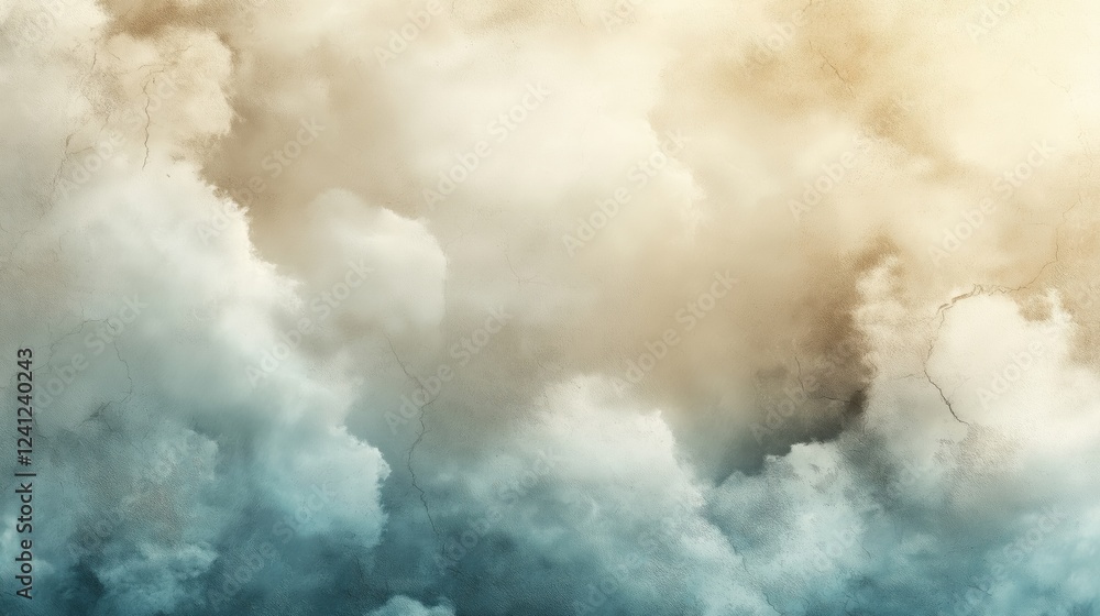Fototapeta premium Soft beige and gray cloudy texture with subtle cracks and atmospheric depth