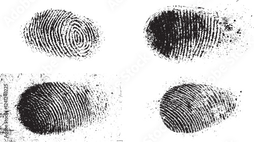 fingerprint grunge effect set isolated on a transparent background. vintage isolated transparent grunge overlay album.