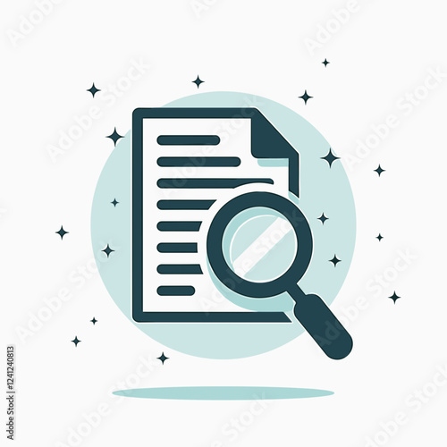 Magnifying glass analyzing document icon, clarity and focus