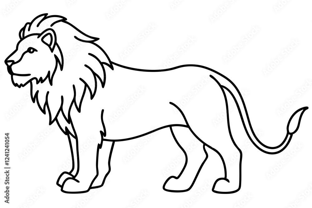 Obraz premium Lion in Continuous Line Vector Design