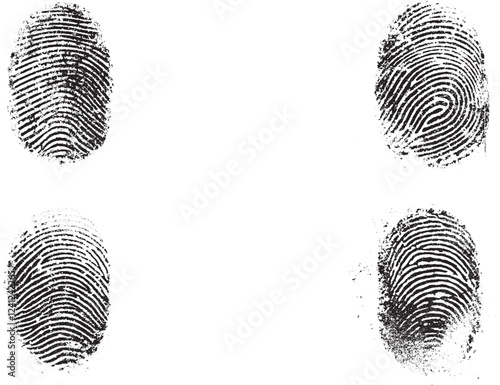 fingerprint grunge effect set isolated on a transparent background. vintage isolated transparent grunge overlay album.
