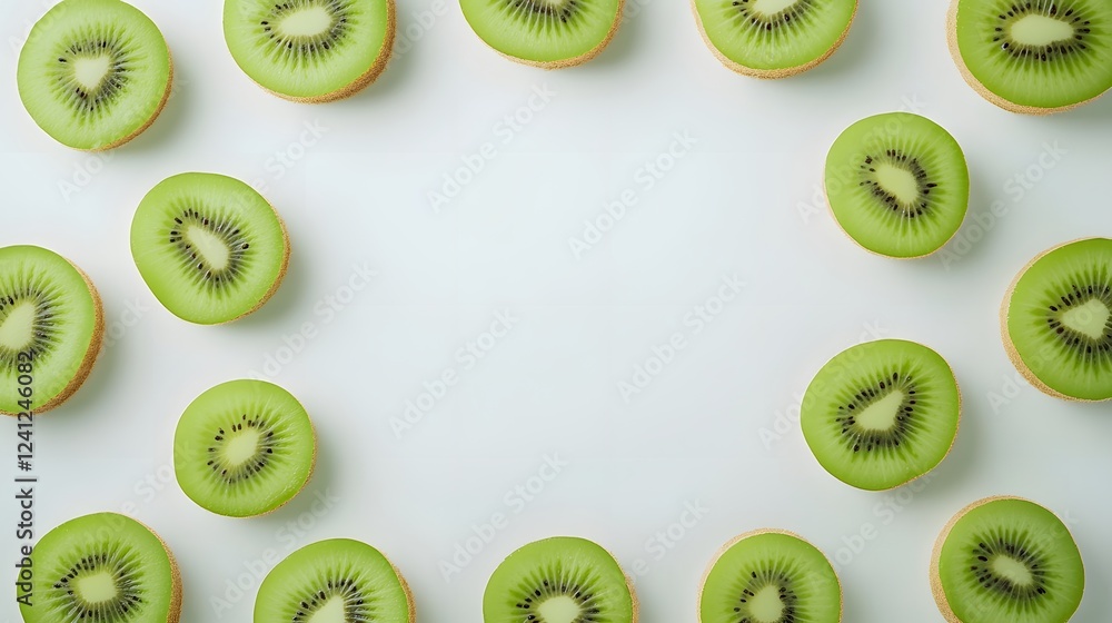 Fototapeta premium Kiwi Pattern: Symmetrical Arrangement of Fruit Slices