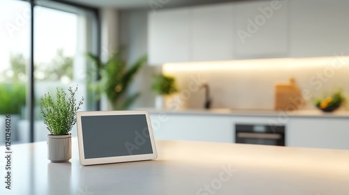 Wallpaper Mural Modern kitchen with tablet and potted plant. Torontodigital.ca