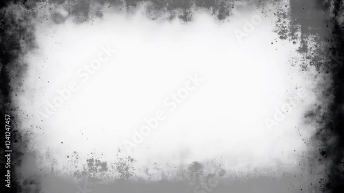 Footage overlay of the background of an old grunge film on which black paint spreads in the form of a vignette with space