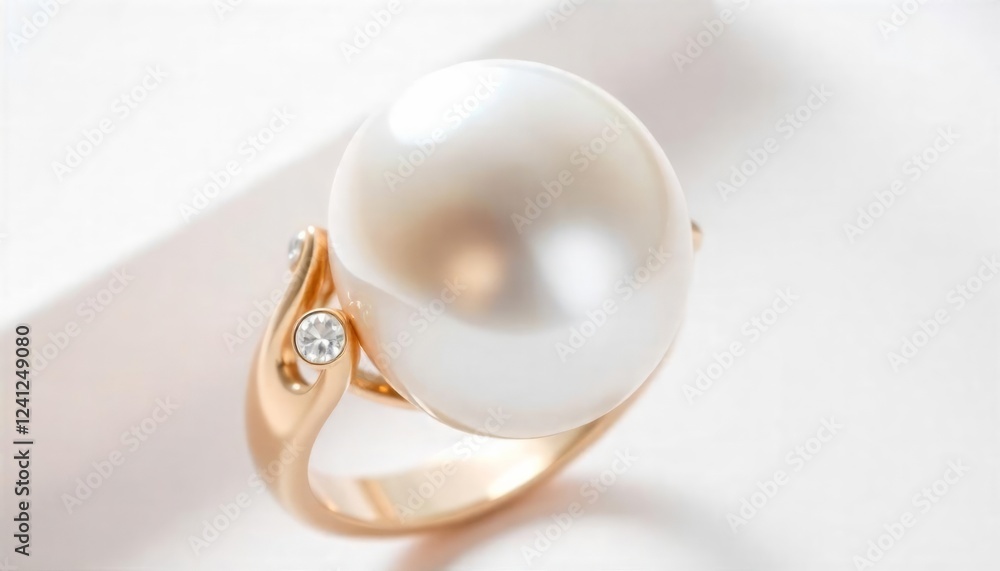 Elegant Gold Pearl Ring with Sparkling Accents: A Luxurious Jewelry Piece Elegant Gold Pearl Ring with Sparkling Accents: A Luxurious Jewelry Piece