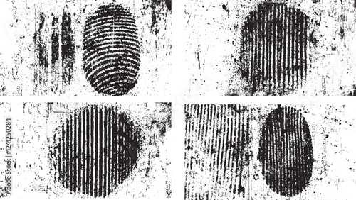 fingerprint grunge effect set isolated on a transparent background