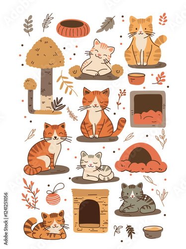 funny and fluffy kittens, vector art