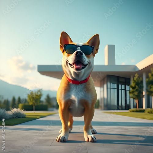 Cute Dog Wearing Sunglasses photo