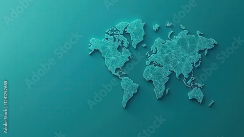Fototapeta Naklejka Na Ścianę i Meble -  A world map made of digital financial lines, showing the flow of carbon offset investments