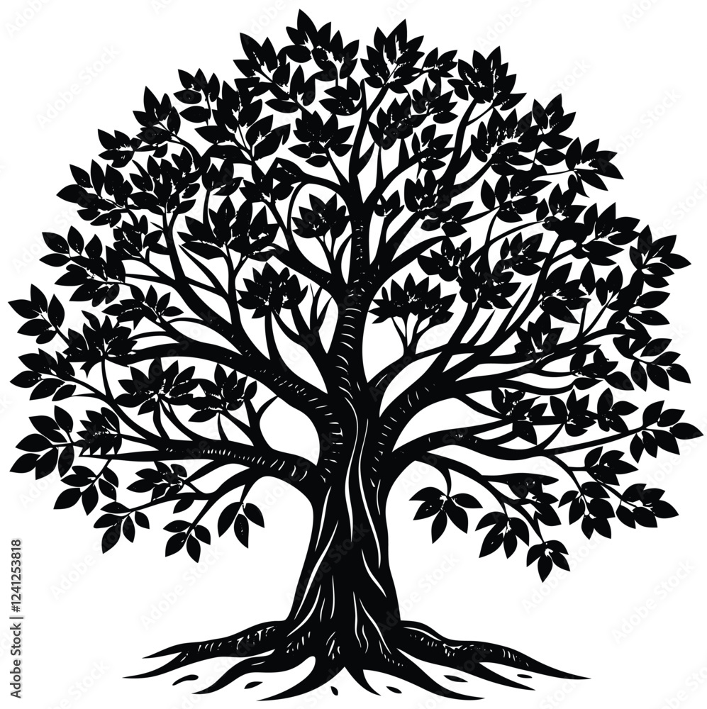 Obraz premium A tree silhouette vector with background