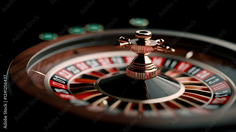 Casino roulette wheel close up on black background, Casino bet game Casino roulette wheel close up on black background, Casino bet game