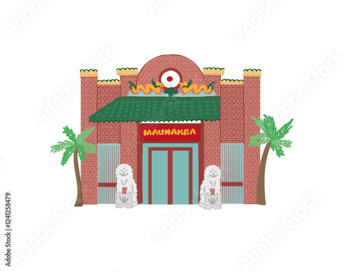 Hand drawn cute landmarks in Flat Style, Famous Place and Historical Buildings, Travel and Tourist Attraction.