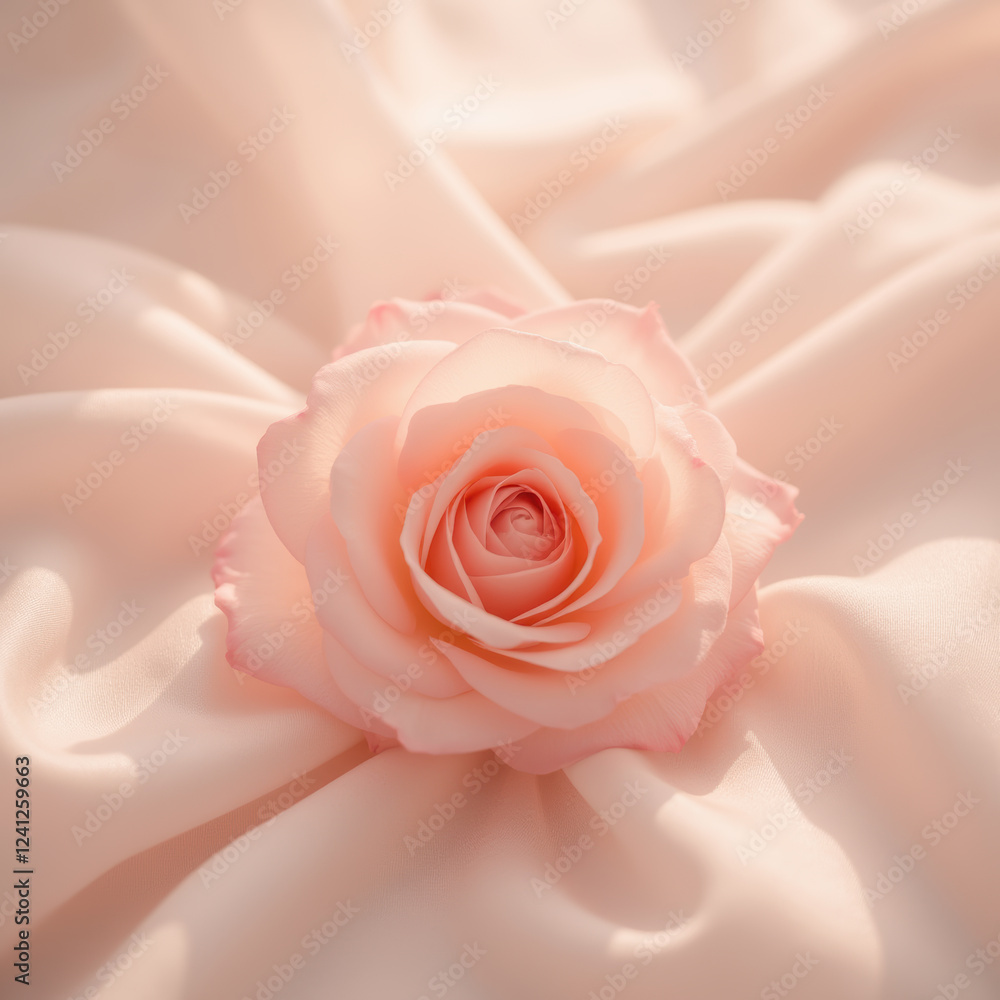 delicate pink rose on soft satin fabric, evoking elegance and beauty delicate pink rose on soft satin fabric, evoking elegance and beauty