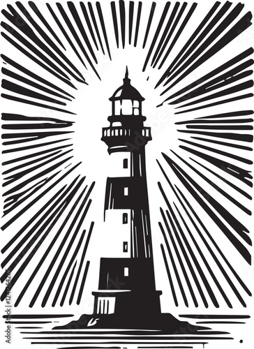 lighthouse drawing hand drawn vector illustration