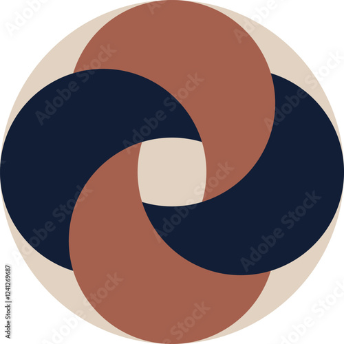 Navy blue and tan interlocking hoops on a beige background