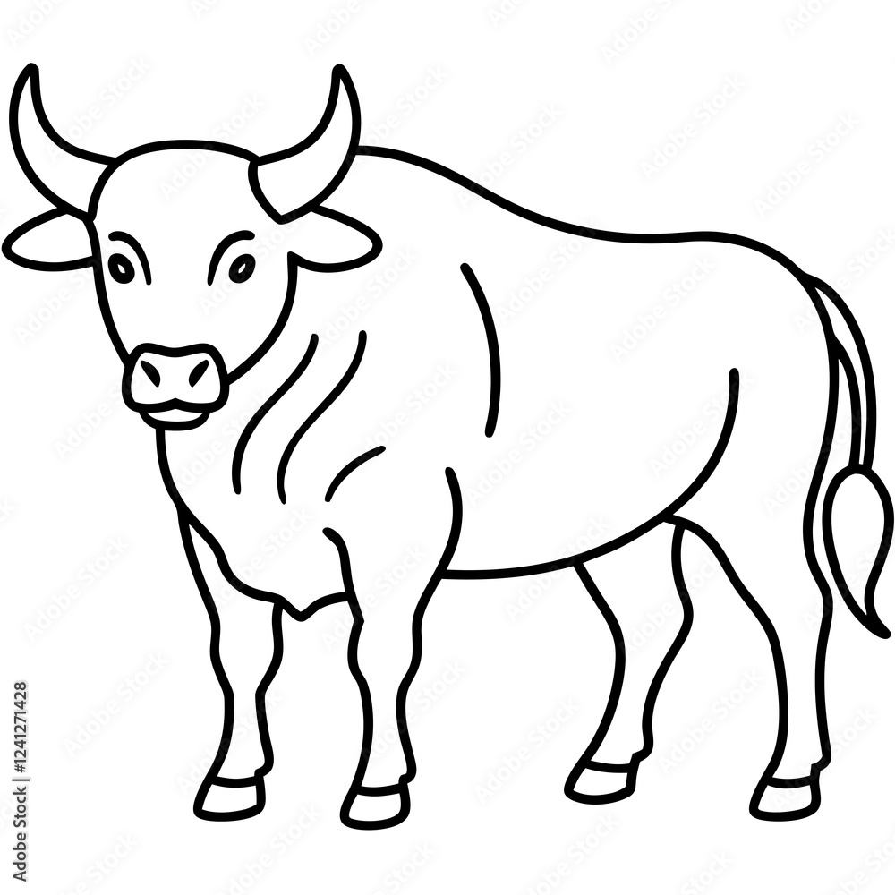 One-Line Buffalo Vector Illustration One-Line Buffalo Vector Illustration