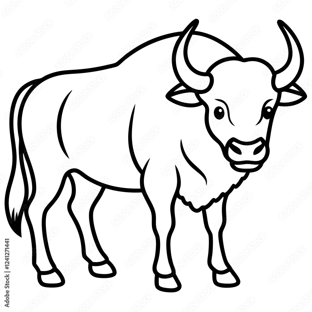 One-Line Buffalo Vector Illustration One-Line Buffalo Vector Illustration