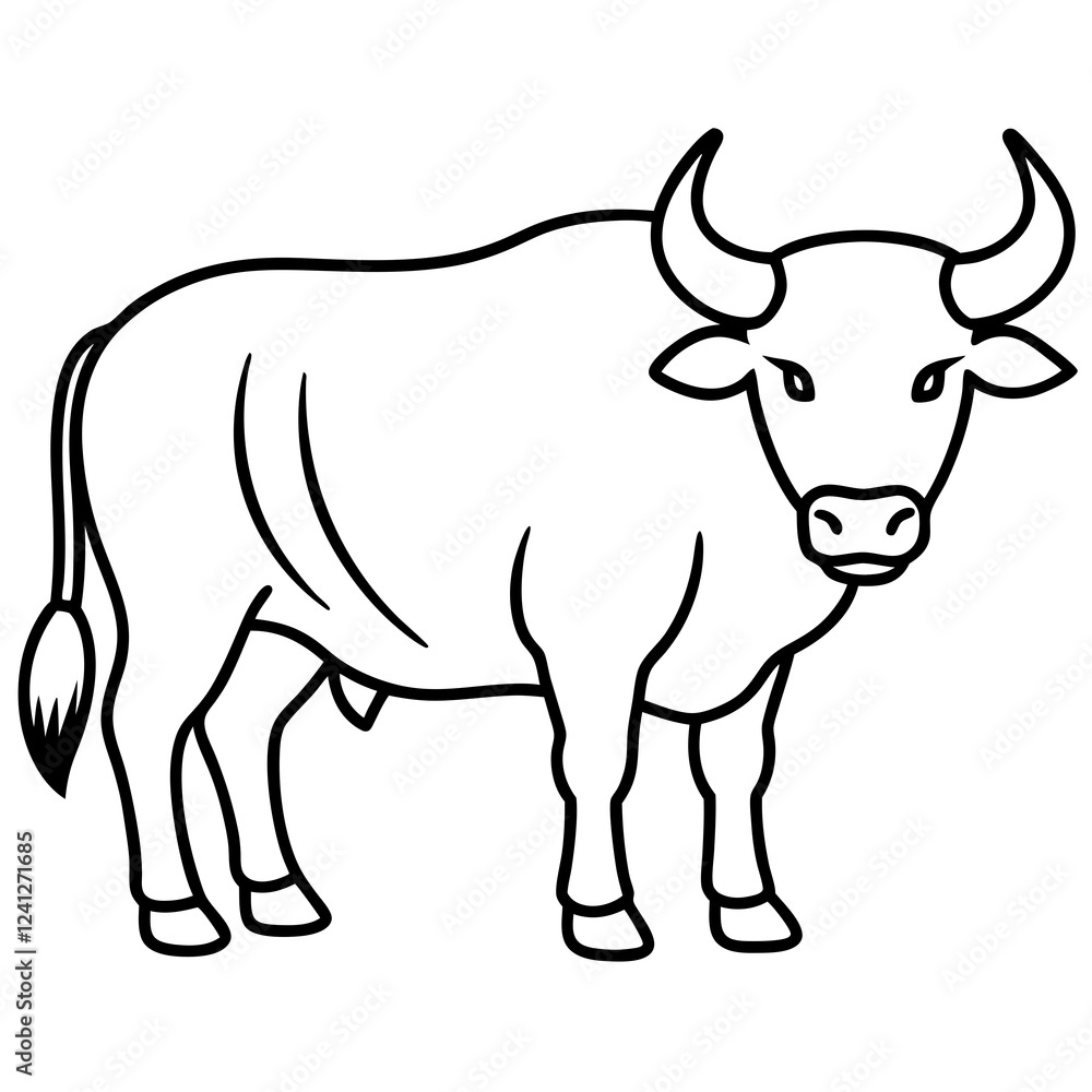 Fototapeta premium One-Line Buffalo Vector Illustration