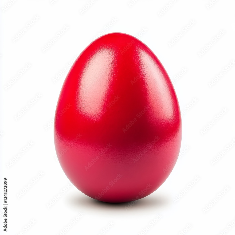 Red dyed Easter egg with smooth vibrant shell isolated on white background symbol of Greek Orthodox Easter tradition Red dyed Easter egg with smooth vibrant shell isolated on white background symbol of Greek Orthodox Easter tradition