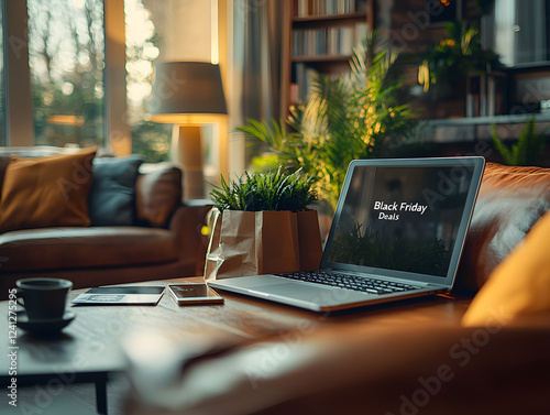 Wallpaper Mural Black Friday Deals on a Cozy Table Surrounded by Christmas Decorations and Candles in a Warmly Lit Room Torontodigital.ca