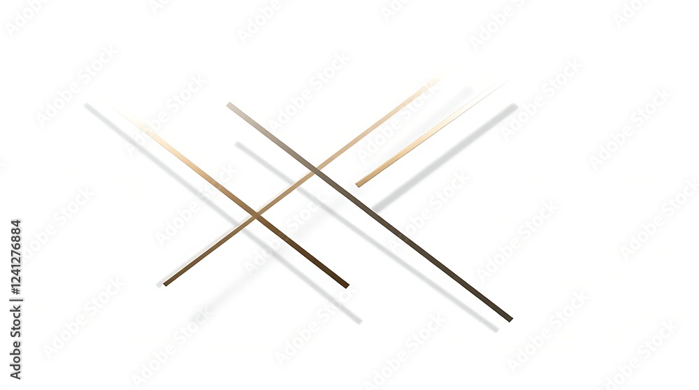 Minimalist abstract design with intersecting golden lines on textured white surfaces. A luxurious and modern aesthetic combining elegance and simplicity. Minimalist abstract design with intersecting golden lines on textured white surfaces. A luxurious and modern aesthetic combining elegance and simplicity.