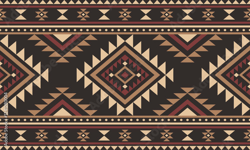 Southwest Aztec geometric Native American Mexican Navajo tribal ethnic boho indian texture ornament seamless pattern fabric colorful design vector for woven textile printing blanket rug carpet fashion