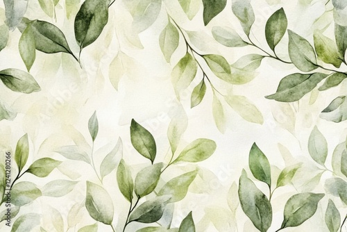 Elegant watercolor botanical patterns in lush green hues for nature-inspired projects and organic branding initiatives. Perfect for designs seeking a fresh, serene aesthetic