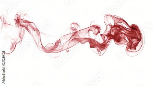 Elegant Abstract Wave of Red Smoke on a White Canvas for Creative Design Visuals and Artistic Effects. photo