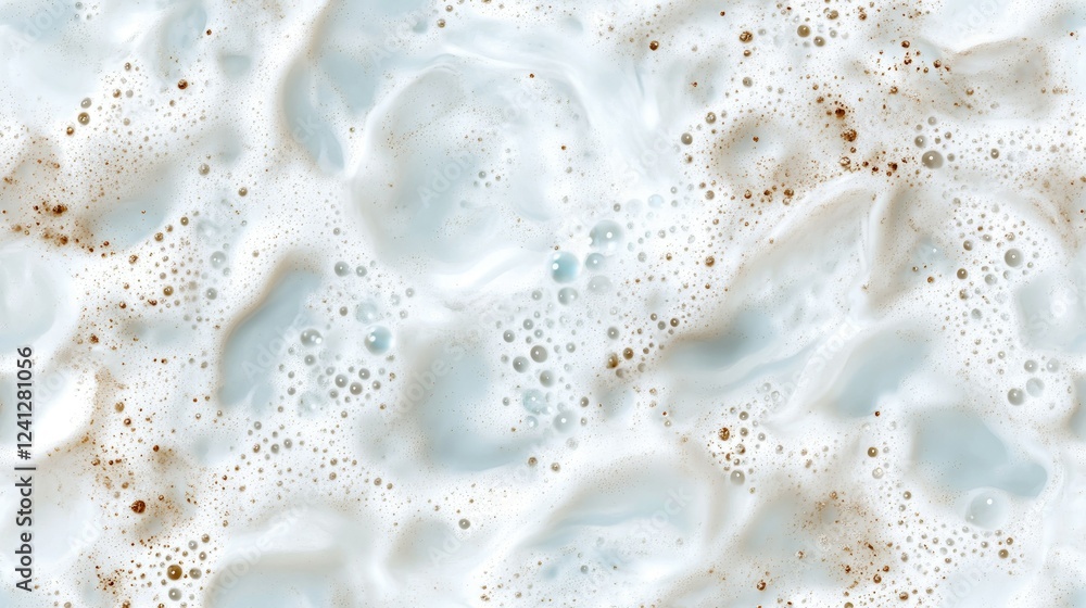 Bubbles and foam in a liquid surface displaying various shades and textures at a close range in natural light Bubbles and foam in a liquid surface displaying various shades and textures at a close range in natural light