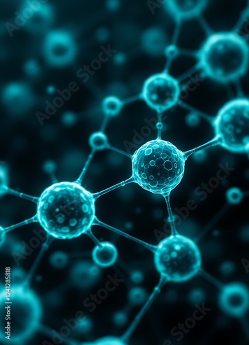 Wallpaper Mural Stunning Molecular Structure Cyan Background Abstract Art Torontodigital.ca