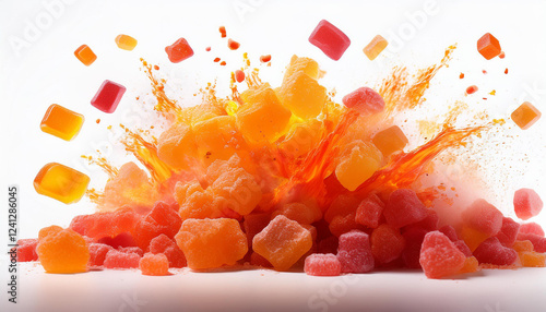 gummy endure explosion remoted on white background