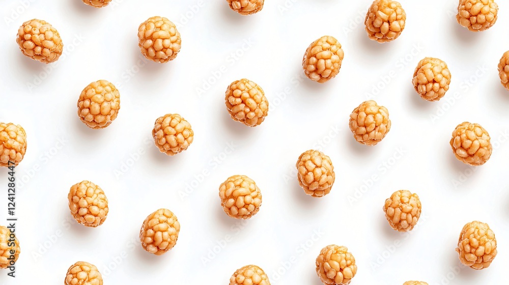 Scattered Roasted Coated Peanuts Snack Pattern Isolated on White Background with Random Arrangement. Scattered Roasted Coated Peanuts Snack Pattern Isolated on White Background with Random Arrangement.