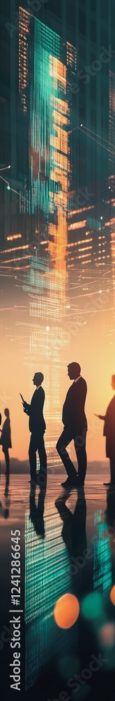 abstract professional business team people connection of line from nail node to node on Smart digital cityscap and skyline background , Innovation networking concept abstract professional business team people connection of line from nail node to node on Smart digital cityscap and skyline background , Innovation networking concept
