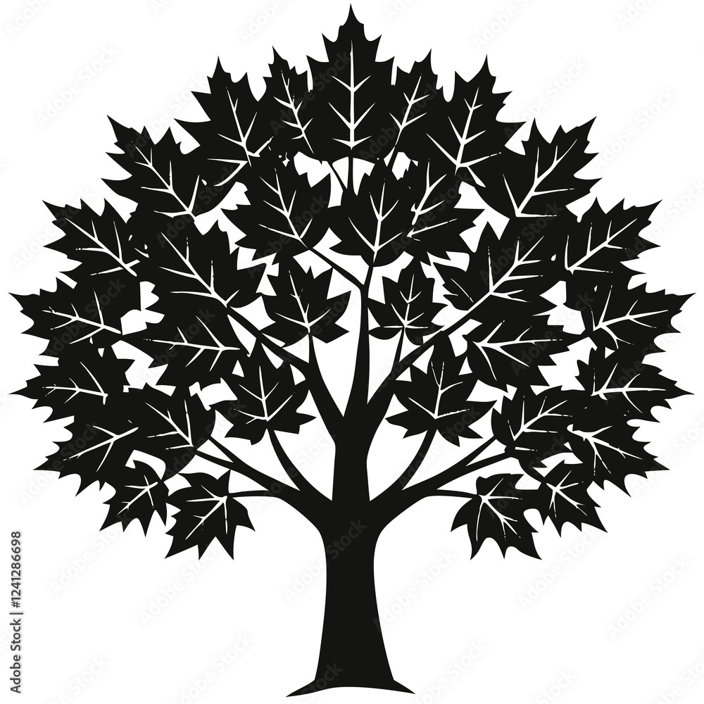 Obraz premium vector maple tree silhouette