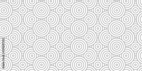 Abstract geometric wave pattern with circles fabric curl Transparent vector backdrop. Seamless overlapping pattern with wave line circle white and gray composed by round retro background.	
