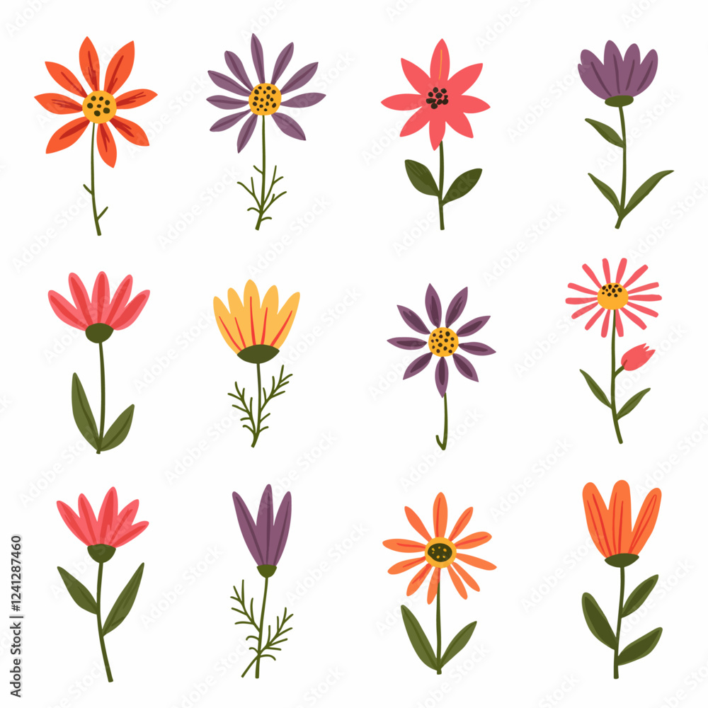 Set of flowers, set of vector flowers Set of flowers, set of vector flowers