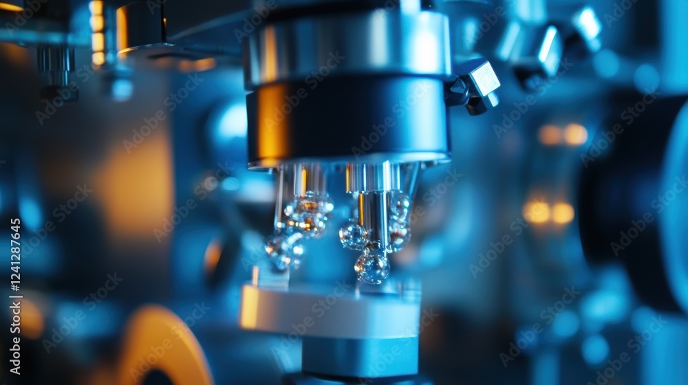 A closeup focus on the detector section of the HPLC device capturing the optical components and sensors that analyze the eluted compounds as they pass through enabling precise detection A closeup focus on the detector section of the HPLC device capturing the optical components and sensors that analyze the eluted compounds as they pass through enabling precise detection