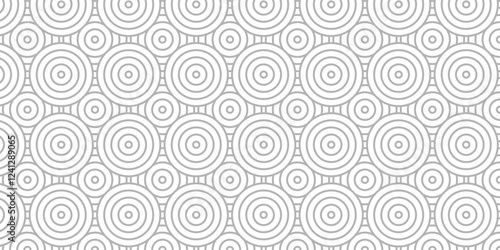 Abstract geometric wave pattern with circles fabric curl Transparent vector backdrop. Seamless overlapping pattern with wave line circle white and gray composed by round retro background.	
