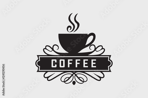 Vintage Coffee Emblem with Swirling Steam vector