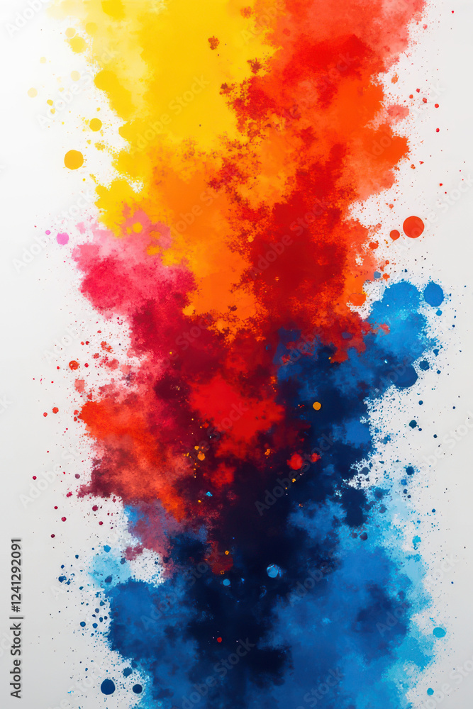 Fototapeta premium Vibrant abstract explosion of colors in red, orange, blue, and yellow