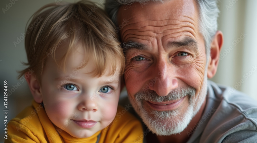Portrait of a grandfather with his little grandson Portrait of a grandfather with his little grandson