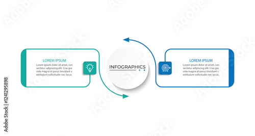 Vector Infographic label design template with icons and 2 options or steps.