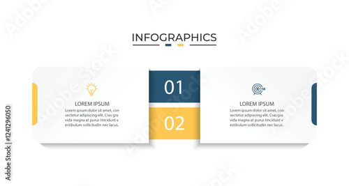 Vector Infographic label design template with icons and 2 options or steps.