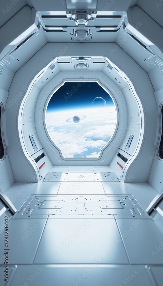 Spaceship observation deck, gazing at a ringed planet and Earth from orbit, sense of wonder and exploration. Hard Sci-Fi. Spaceship observation deck, gazing at a ringed planet and Earth from orbit, sense of wonder and exploration. Hard Sci-Fi.