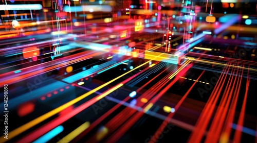 Vibrant Abstract Technology Design with Colorful Lines and Patterns