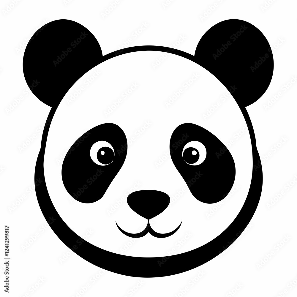 Panda Face Silhouette Vector Artwork Panda Face Silhouette Vector Artwork