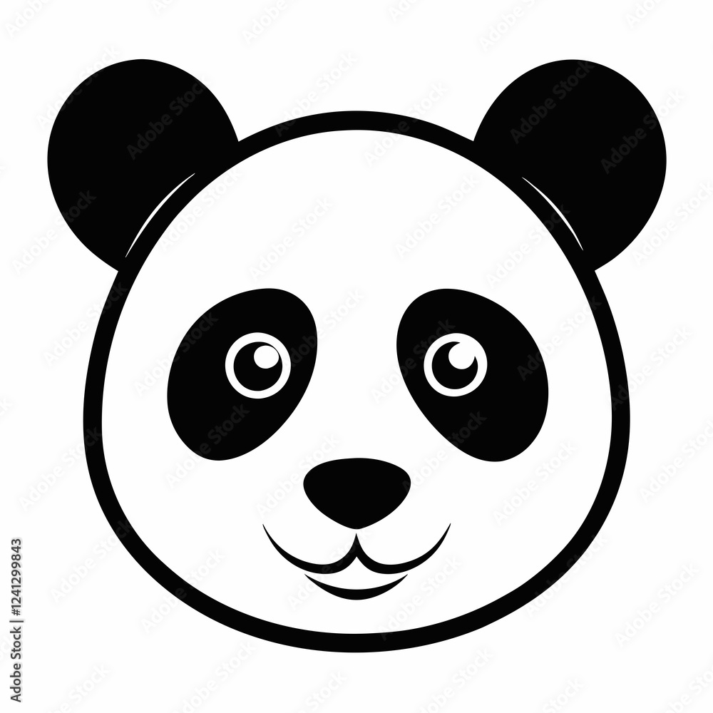 Panda Face Silhouette Vector Artwork